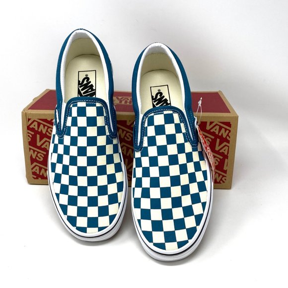 Vans Shoes Women's Classic Slip-On Low Top Checkerboard Canvas Blue VN0A33TB9EX - Picture 3 of 11